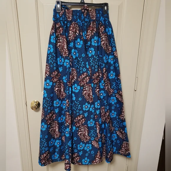 Floral Ankara Maxi Skirt with matching scarf - Picture 3 of 4